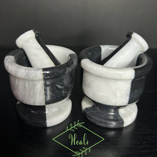 Black Jade & Marble Mortar & Pestle