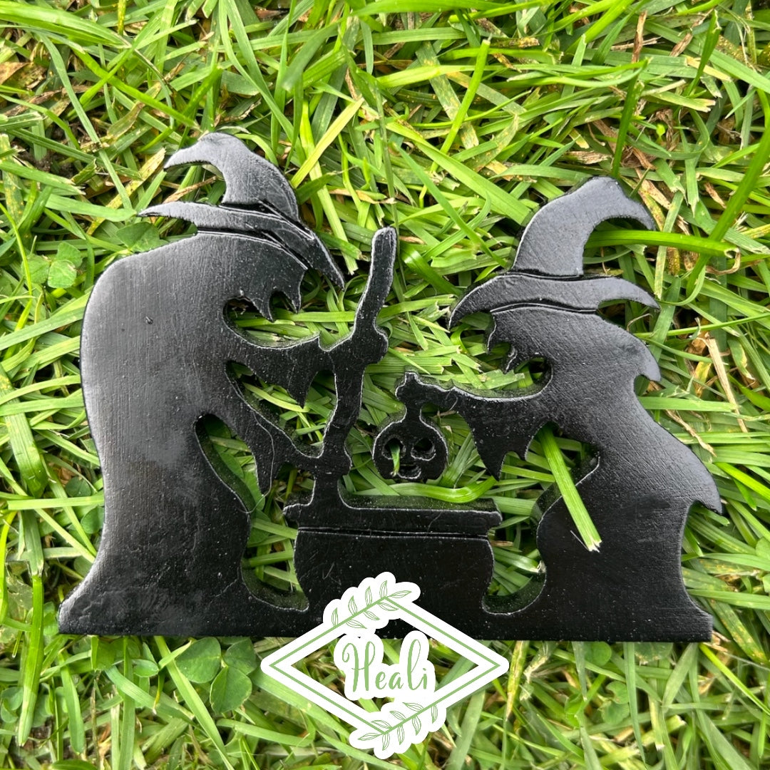 Witches Brewing with Cauldron - Black Jade