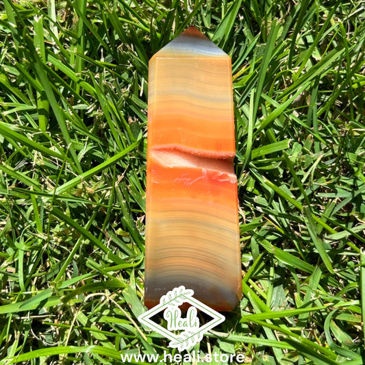 Carnelian Tower with Druzy - High Grade Quality - Small