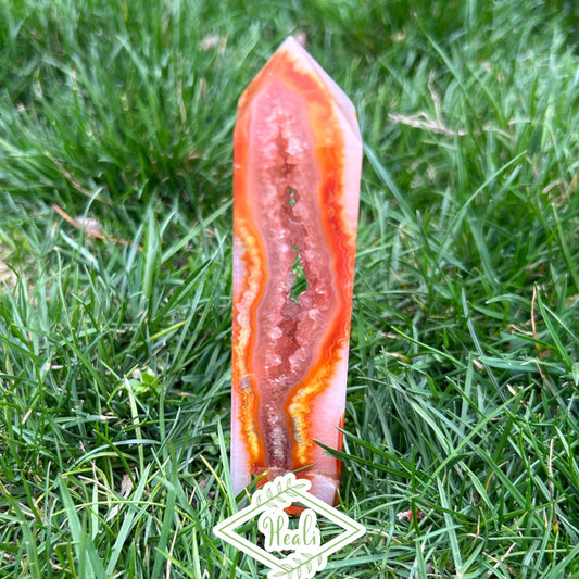 High Grade Carnelian Druzy Tower