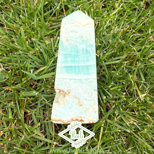 Blue Caribbean Calcite Small Druzy Tower - Home + Altar Decor - Crystal Tower