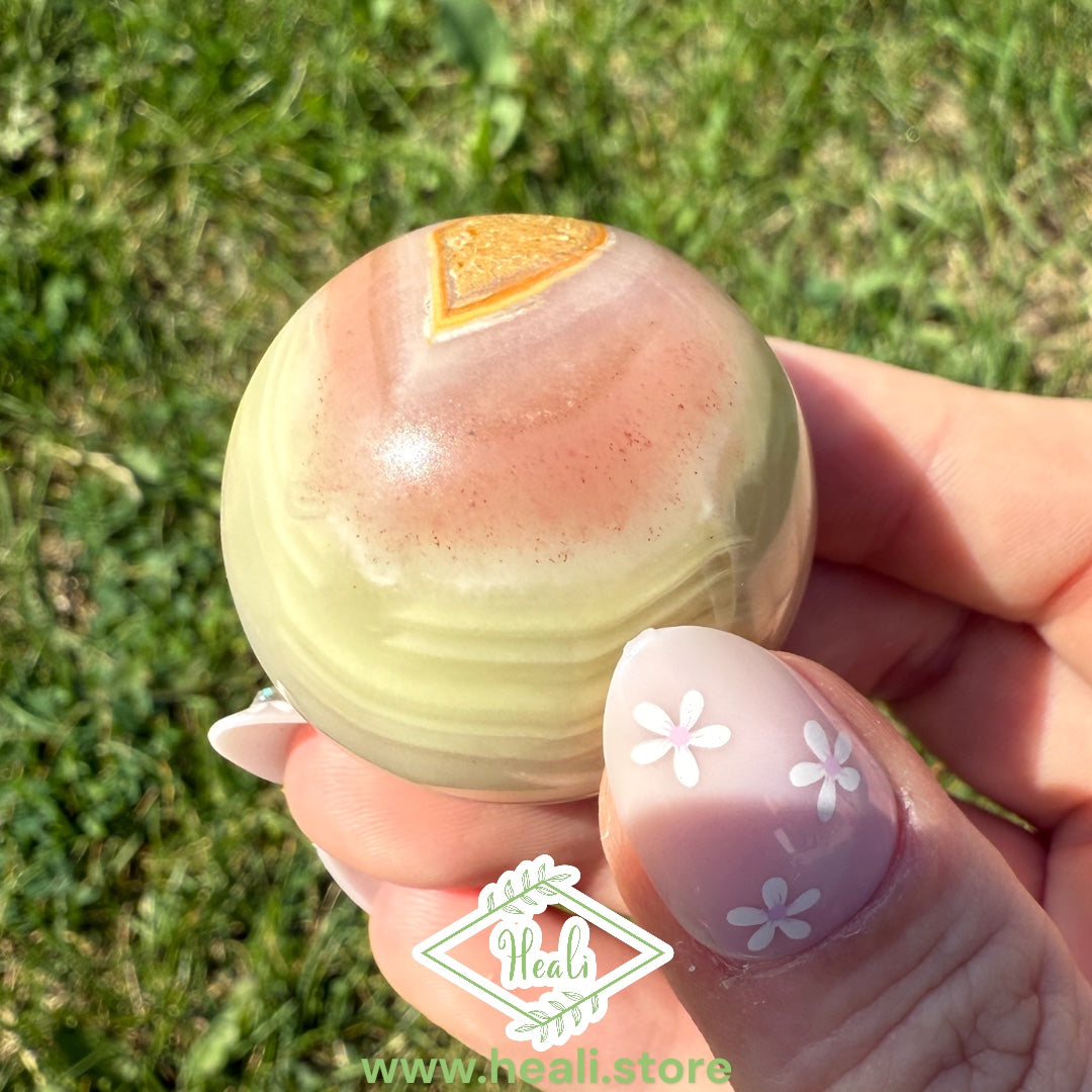 Pink Banded Calcite Small Sphere