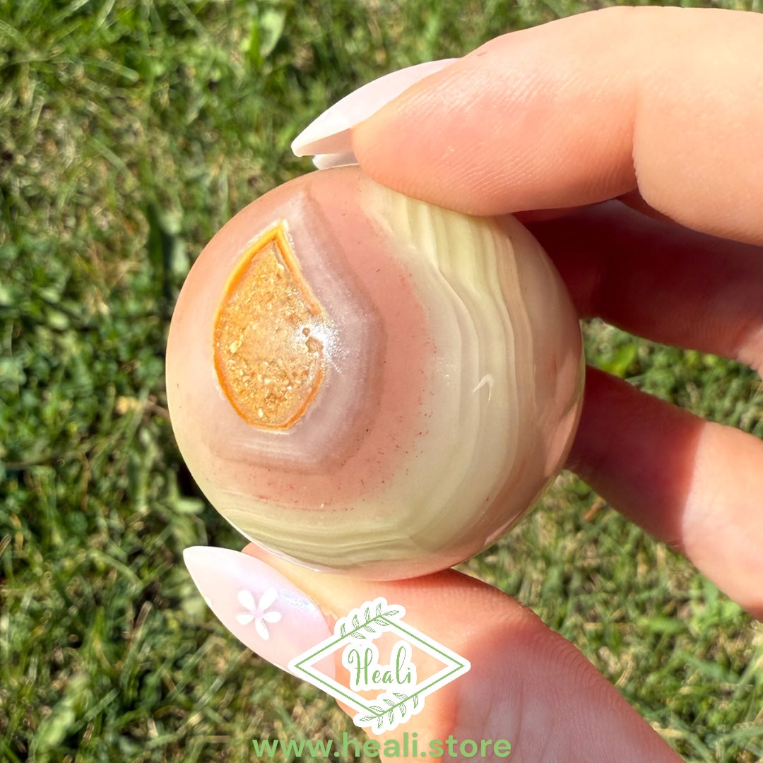 Pink Banded Calcite Small Sphere