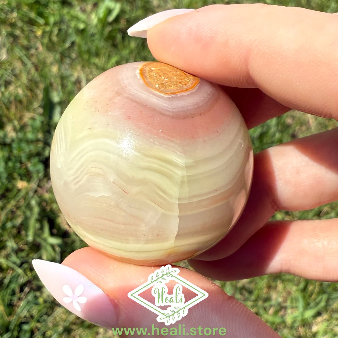Pink Banded Calcite Small Sphere