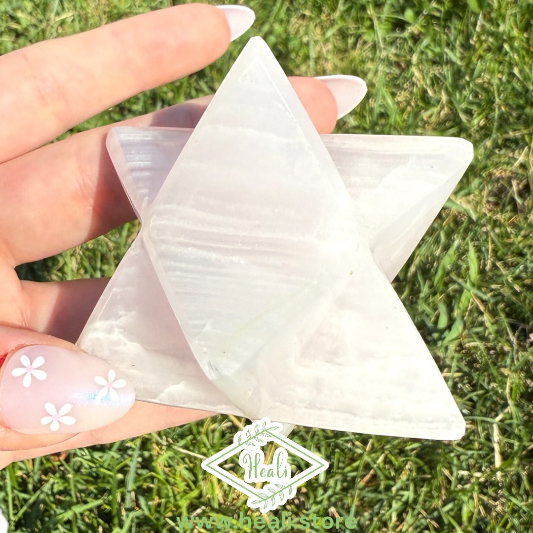 Pink Mangano Calcite Merkaba Star