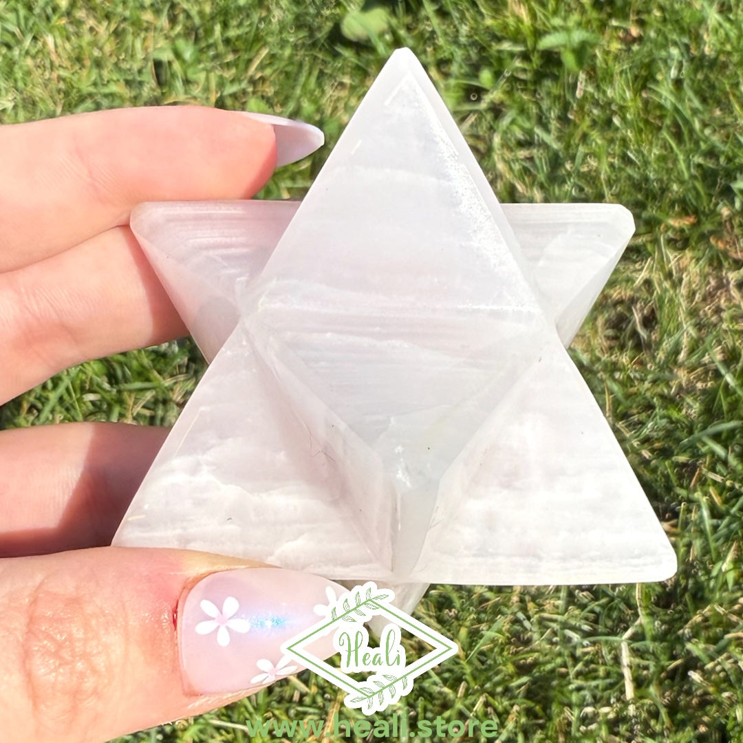 Pink Mangano Calcite Merkaba Star