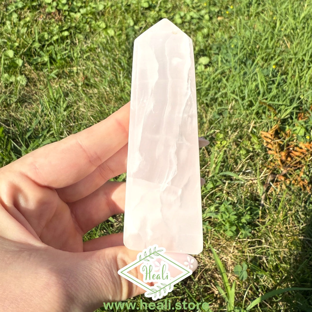 Pink Mangano Calcite Small Tower