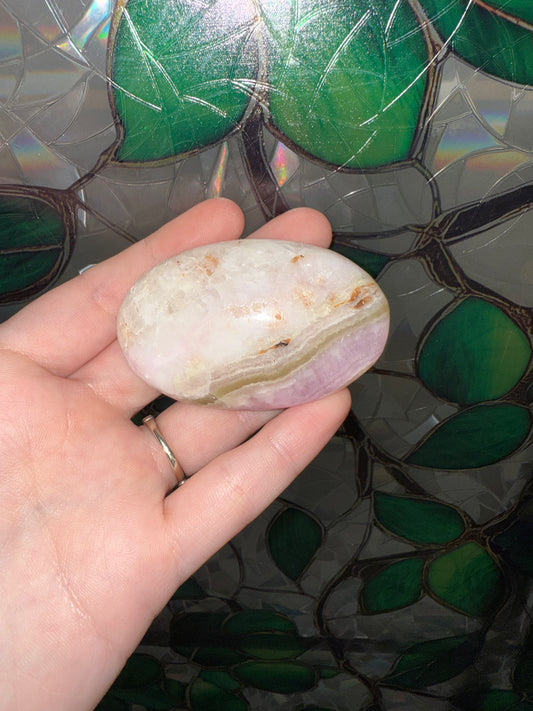 Pink Aragonite palm stone