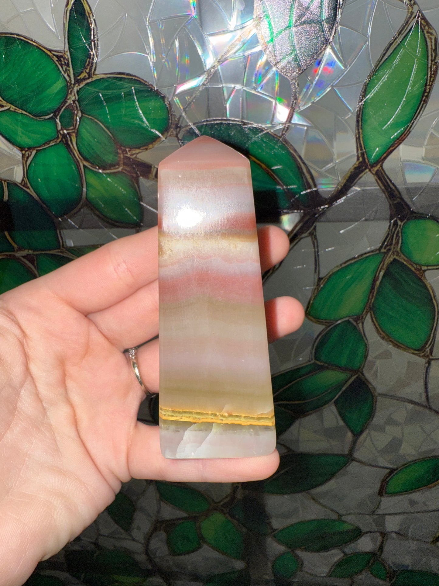 Pink Banded Calcite tower