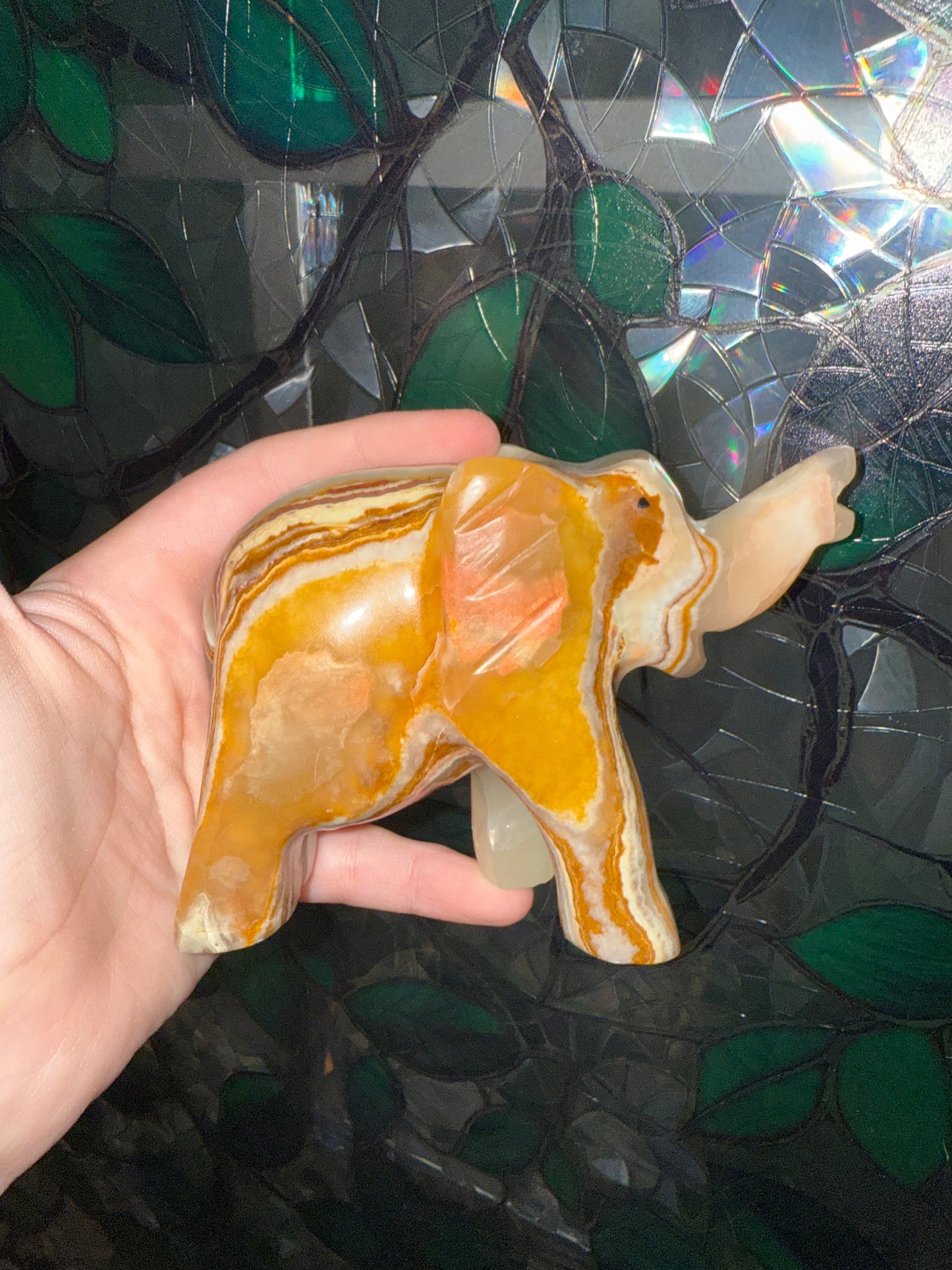 Green Calcite elephant