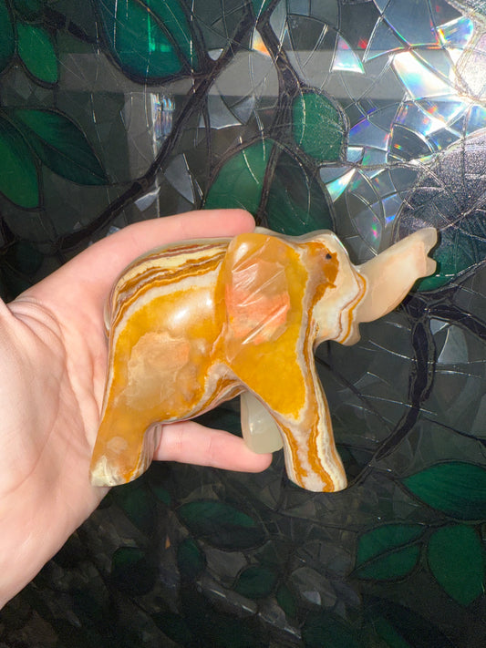 Green Calcite elephant