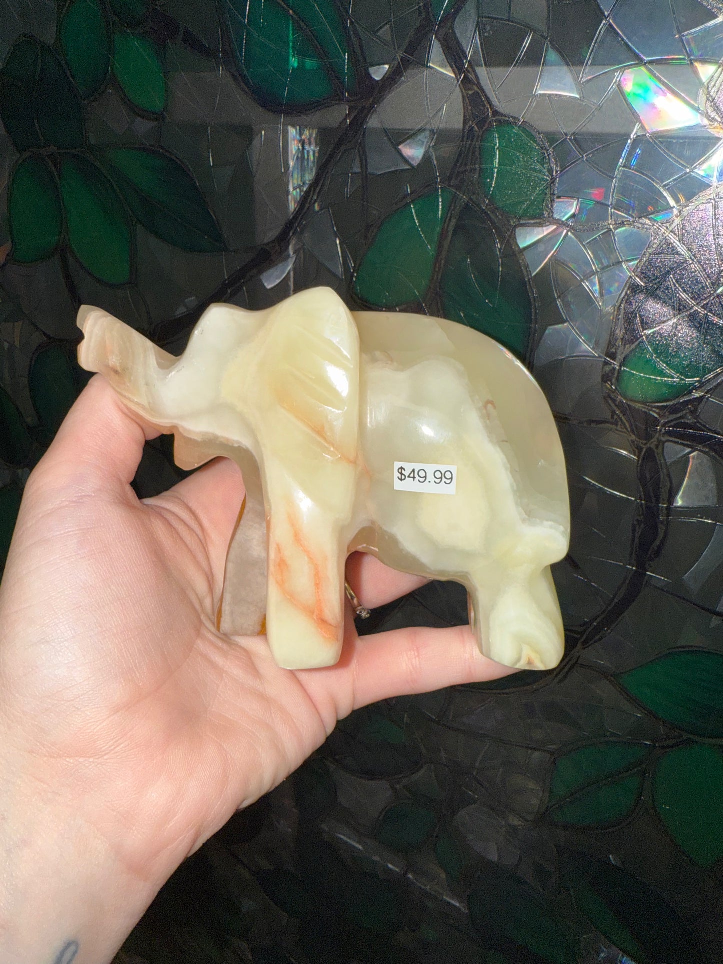 Green Calcite elephant