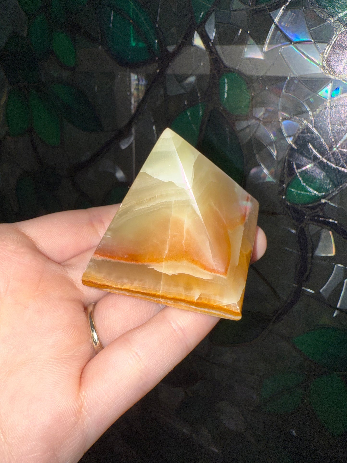 Green Calcite pyramid