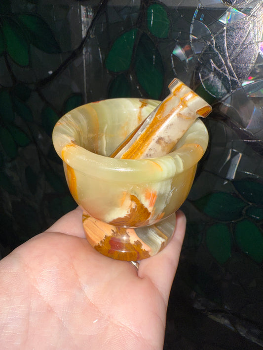 Green Calcite mortar & pestle