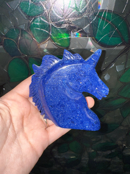 Lapis Lazuli unicorn carving