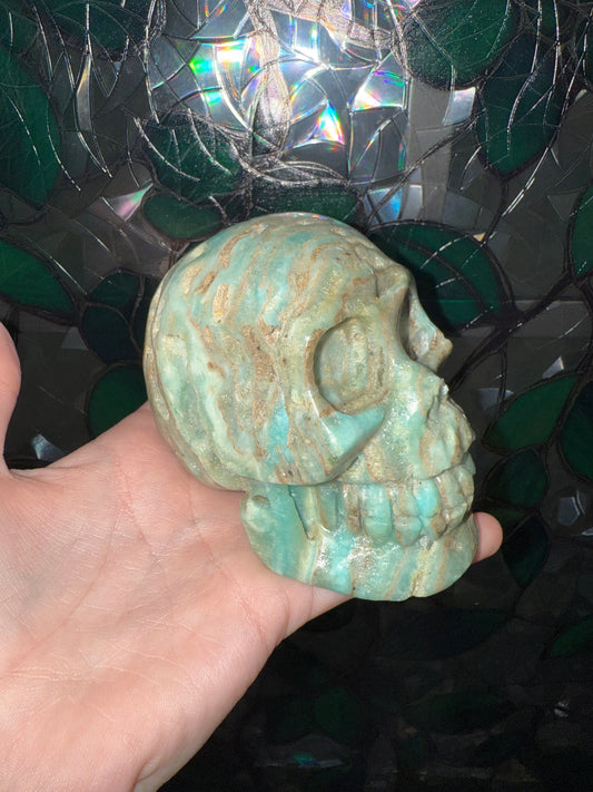 Blue Aragonite skull