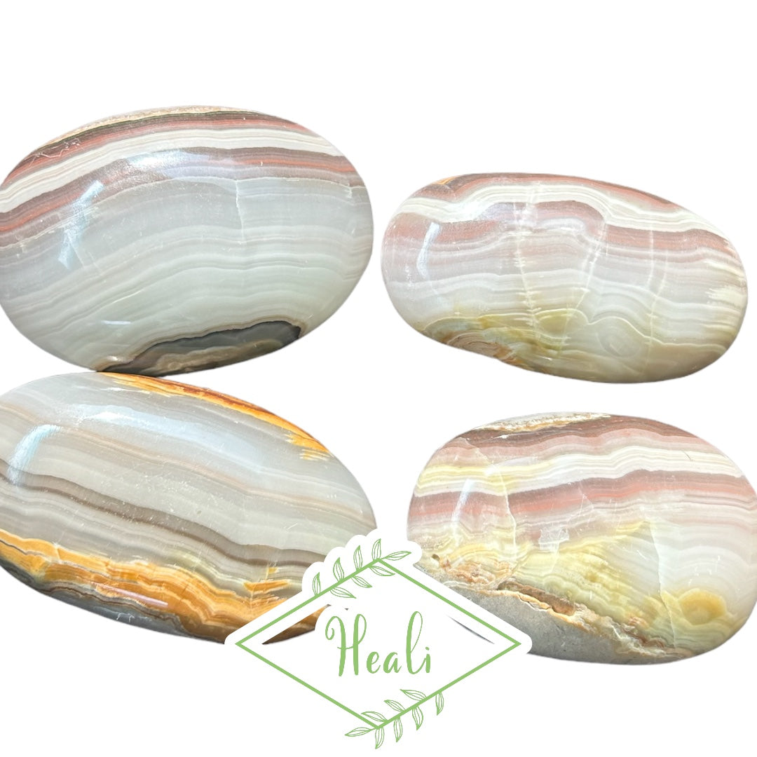 Pink Banded Onyx Palm Stones