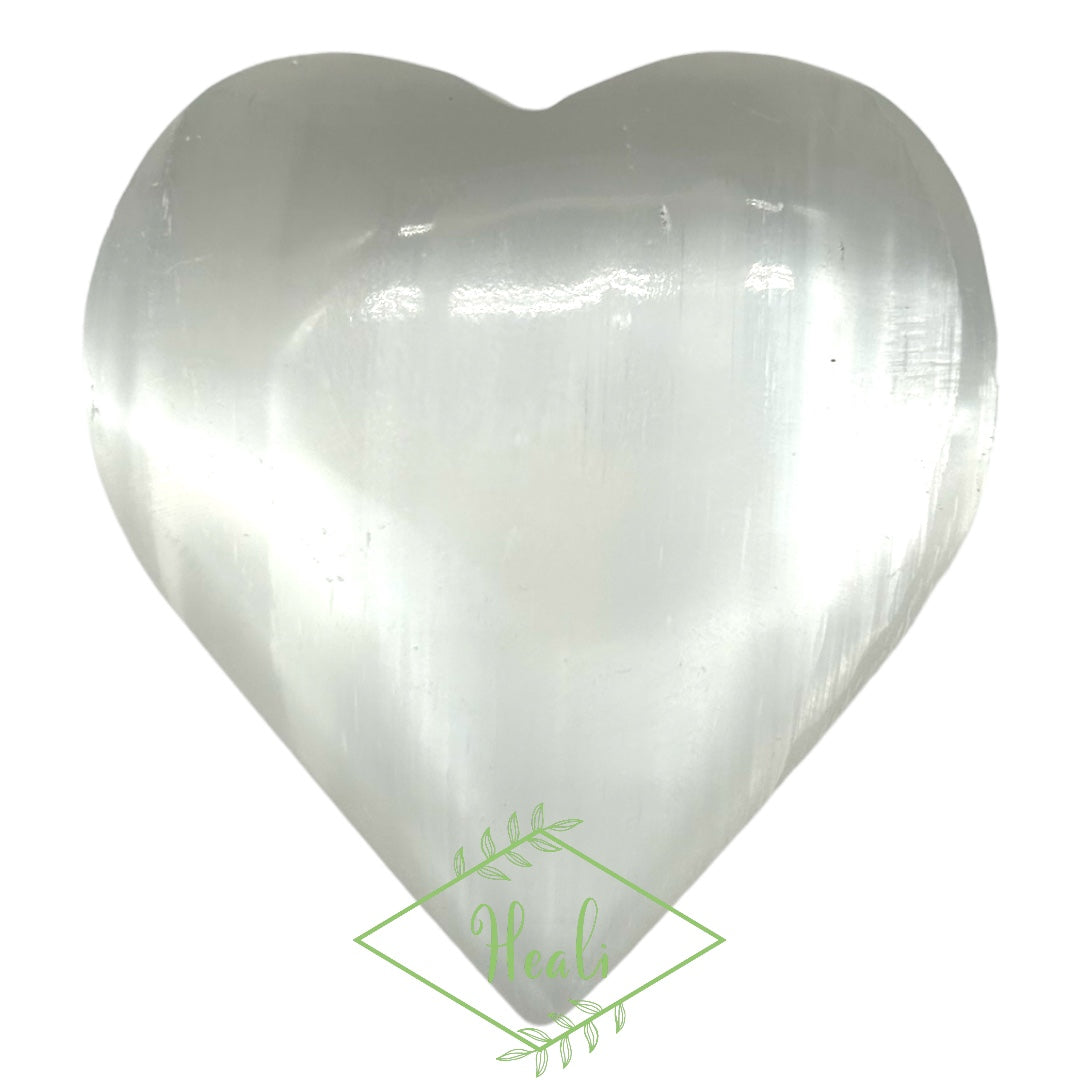 Selenite Heart Palm Stone